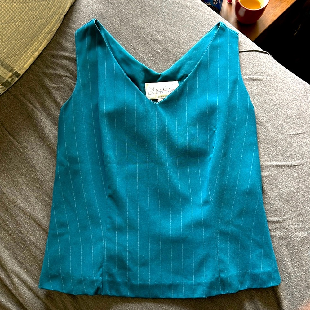 Nygård Size 6P Blue Pinstriped Blouse
